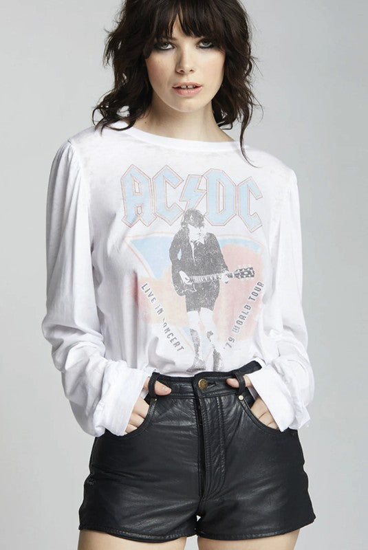 AC/DC 1979 World Tour Puff Sleeve Top